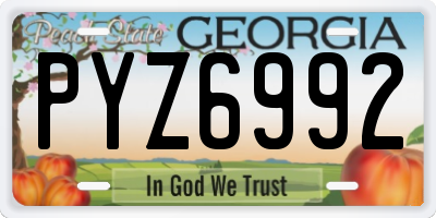GA license plate PYZ6992