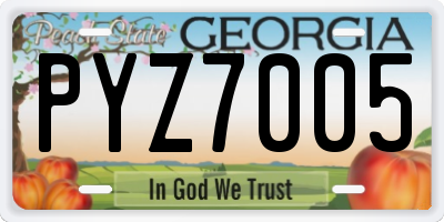 GA license plate PYZ7005