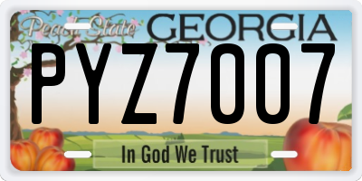 GA license plate PYZ7007