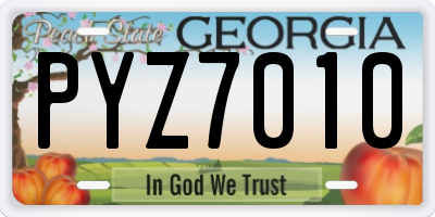GA license plate PYZ7010