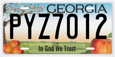 GA license plate PYZ7012