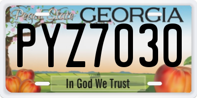 GA license plate PYZ7030