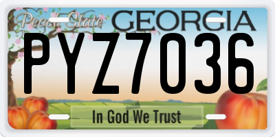 GA license plate PYZ7036