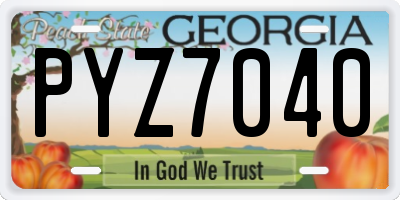 GA license plate PYZ7040