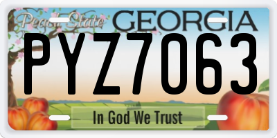 GA license plate PYZ7063