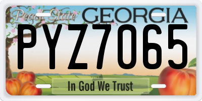 GA license plate PYZ7065