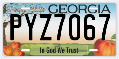 GA license plate PYZ7067
