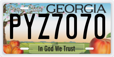 GA license plate PYZ7070