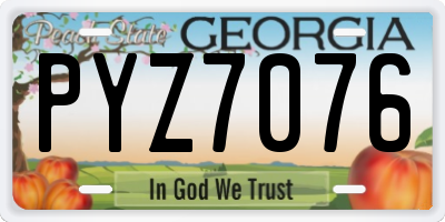 GA license plate PYZ7076