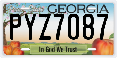 GA license plate PYZ7087