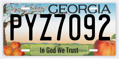 GA license plate PYZ7092