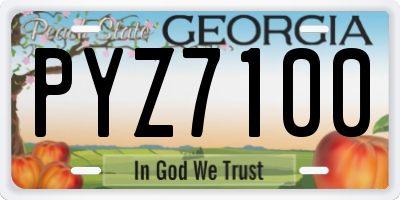GA license plate PYZ7100