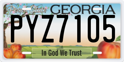 GA license plate PYZ7105