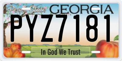 GA license plate PYZ7181