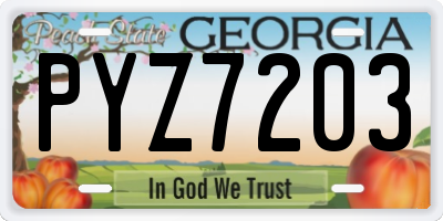 GA license plate PYZ7203