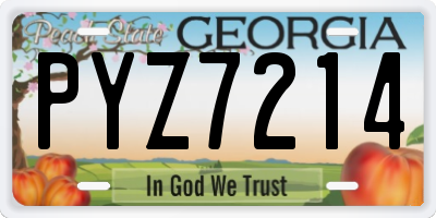 GA license plate PYZ7214