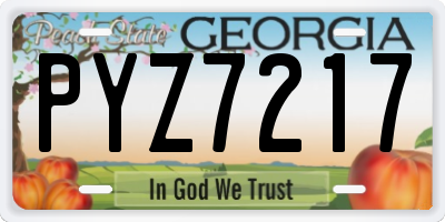 GA license plate PYZ7217