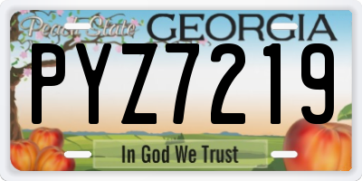 GA license plate PYZ7219