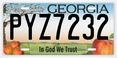 GA license plate PYZ7232