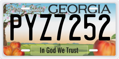 GA license plate PYZ7252