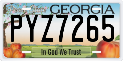 GA license plate PYZ7265