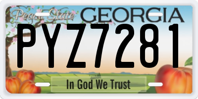 GA license plate PYZ7281