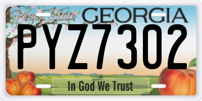 GA license plate PYZ7302