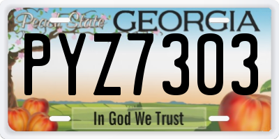 GA license plate PYZ7303