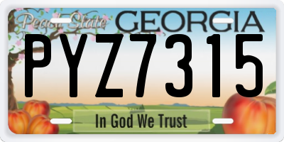 GA license plate PYZ7315
