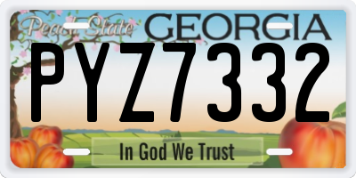 GA license plate PYZ7332
