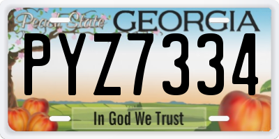 GA license plate PYZ7334