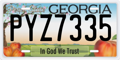 GA license plate PYZ7335