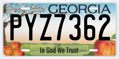 GA license plate PYZ7362