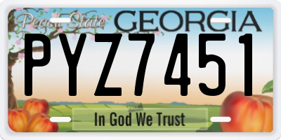 GA license plate PYZ7451