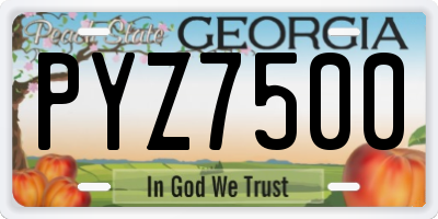 GA license plate PYZ7500