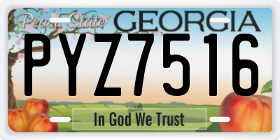 GA license plate PYZ7516