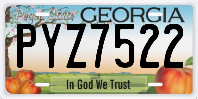 GA license plate PYZ7522