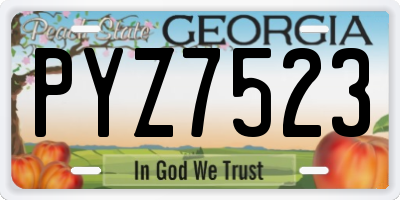 GA license plate PYZ7523