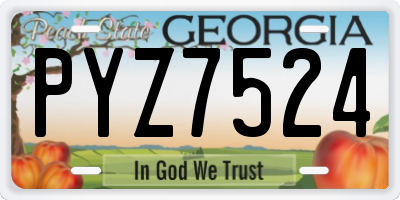 GA license plate PYZ7524