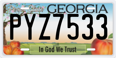 GA license plate PYZ7533