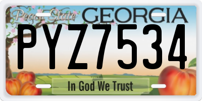 GA license plate PYZ7534