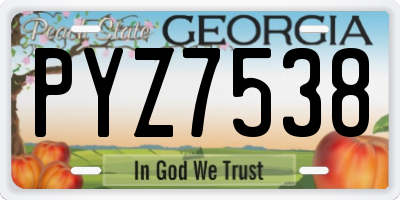 GA license plate PYZ7538