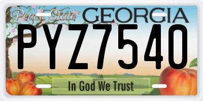 GA license plate PYZ7540