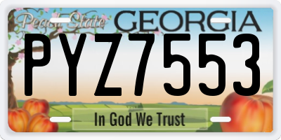 GA license plate PYZ7553