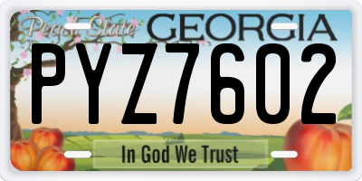GA license plate PYZ7602