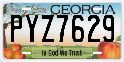 GA license plate PYZ7629
