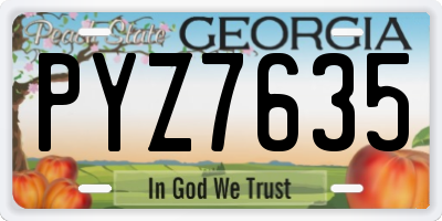 GA license plate PYZ7635