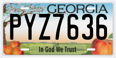 GA license plate PYZ7636