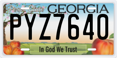 GA license plate PYZ7640