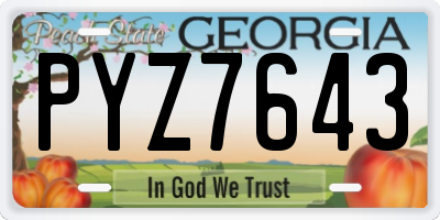 GA license plate PYZ7643